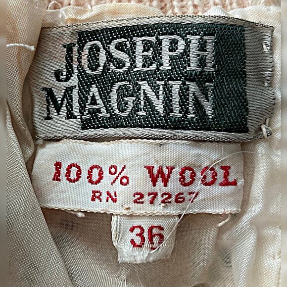 Vintage 1960s Joseph Magnin cream wool shell with iridescent beads, fully lined - Picture 6 of 6